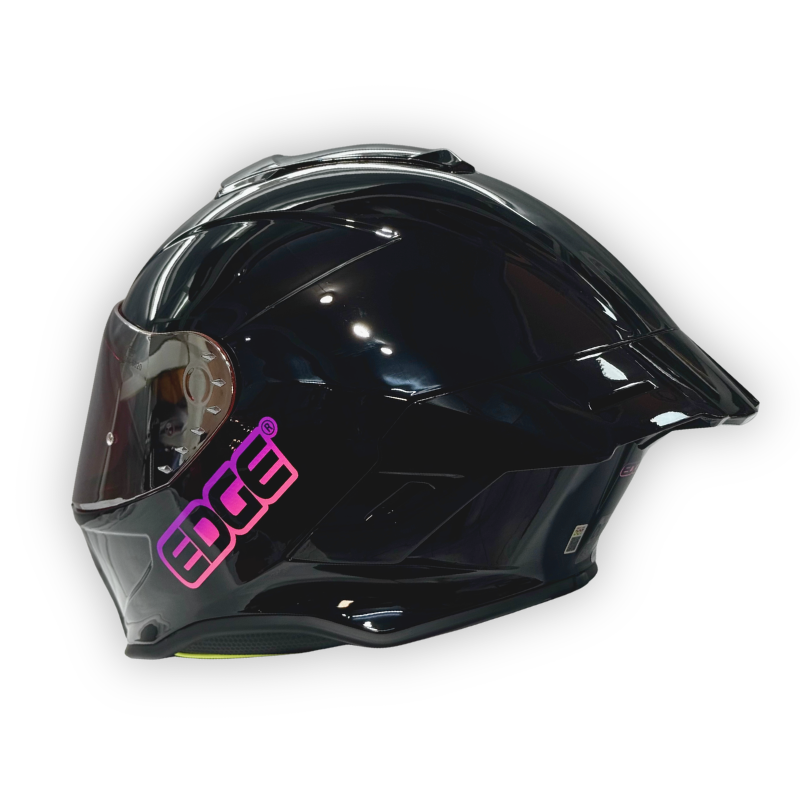 Casco EDGE Shanghai Negro Brillante Letra Fucsia