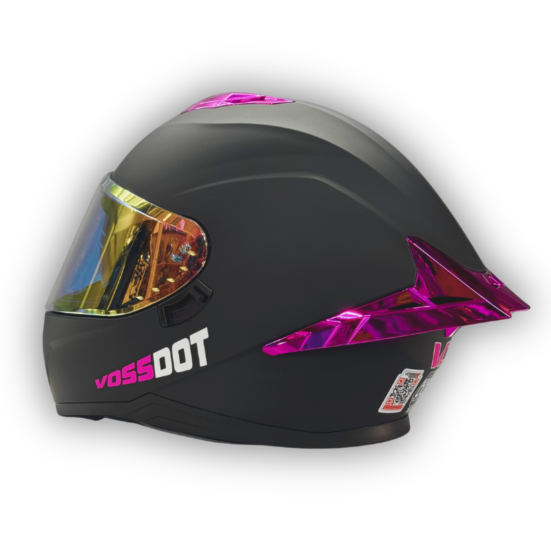 Casco VOSSDOT Negro Mate Fucsia