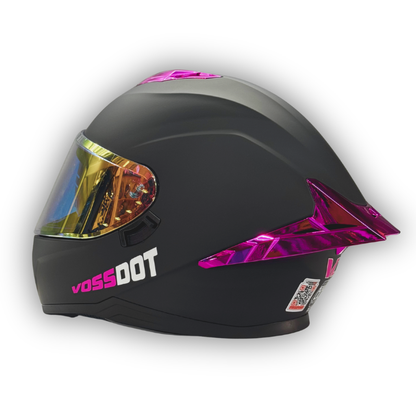 Casco VOSSDOT Negro Mate Fucsia