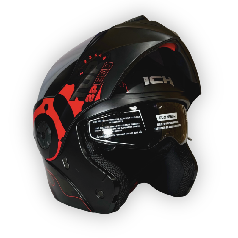Casco ICH 3110 Abatible Negro-Rojo
