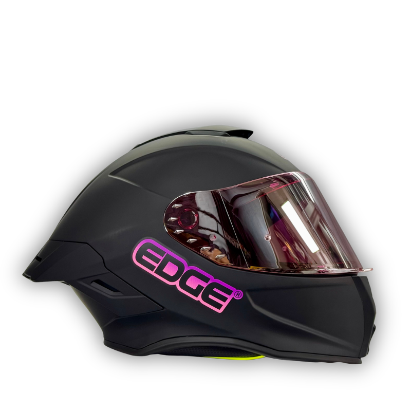 Casco EDGE Shanghai Negro Mate Letra Fucsia