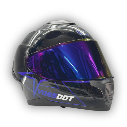 Casco VOSSDOT Negro Brillante Azul