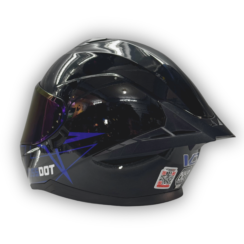 Casco VOSSDOT Negro Brillante Azul
