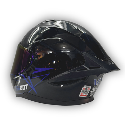 Casco VOSSDOT Negro Brillante Azul