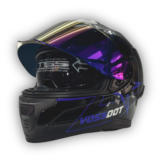 Casco VOSSDOT Negro Brillante Azul