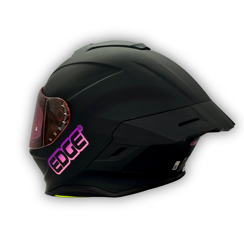Casco EDGE Shanghai Negro Mate Letra Fucsia