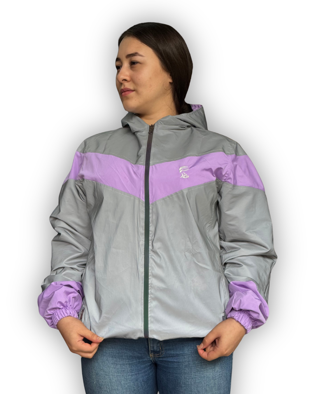 Chaqueta Reflectiva Doble Faz Gris-Lila