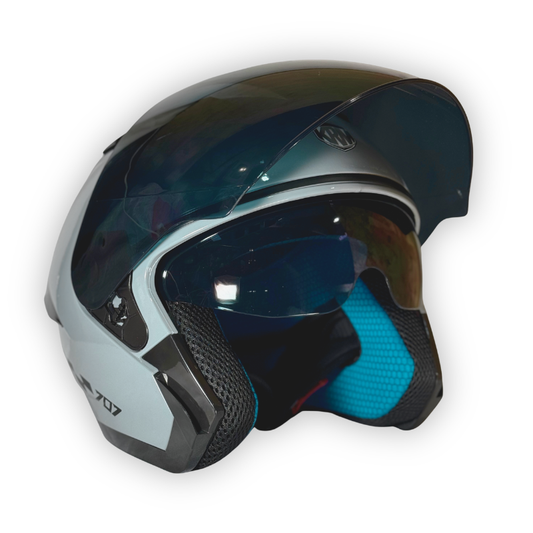 Casco KRM Abierto Gris Brillante