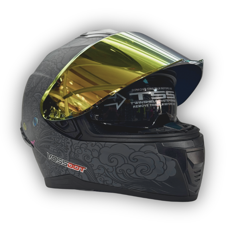 Casco VOSSDOT Diseño Cat Gris Mate