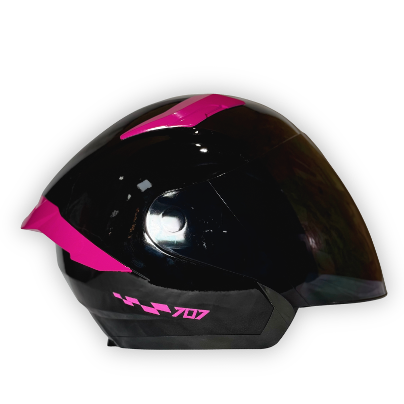 Casco KRM Abierto Negro - Fucsia