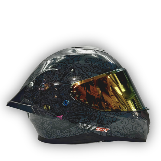 Casco VOSSDOT Diseño Cat Gris Oscuro Brillante