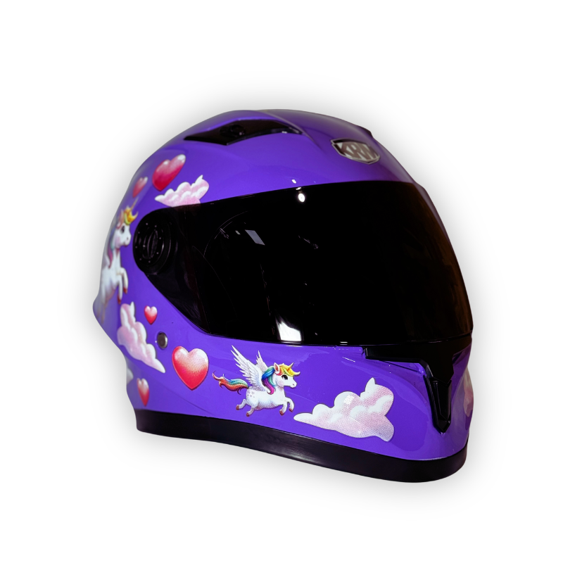 Casco Infantil KRM Unicornio Morado Brillante