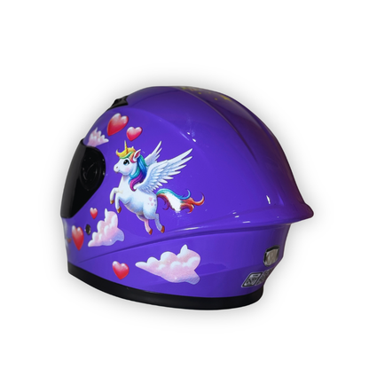 Casco Infantil KRM Unicornio Morado Brillante