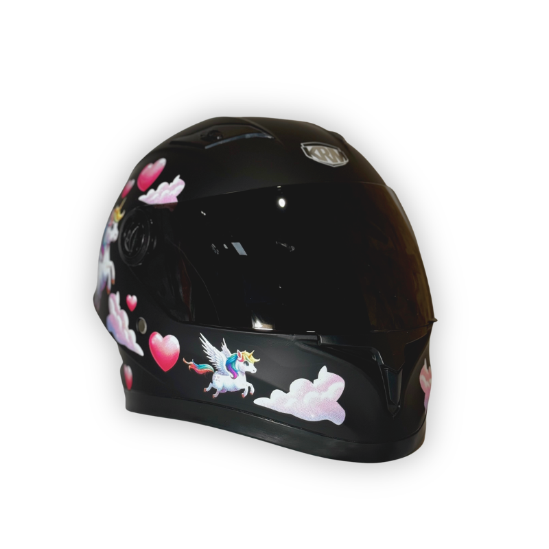 Casco Infantil KRM Unicornio Negro Mate