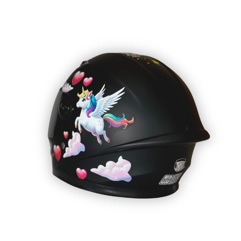 Casco Infantil KRM Unicornio Negro Mate