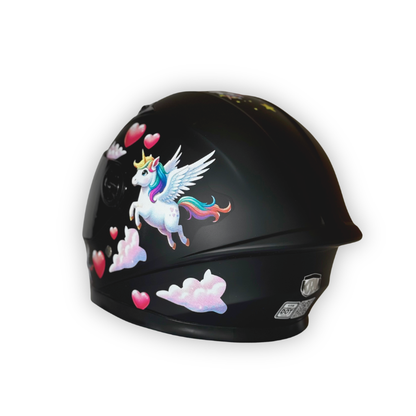 Casco Infantil KRM Unicornio Negro Mate