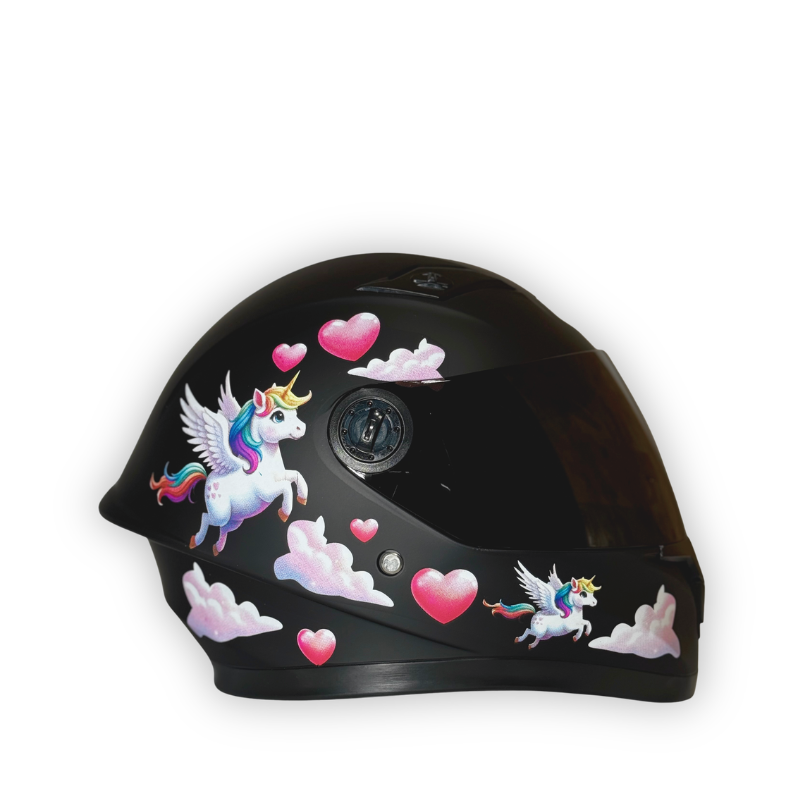 Casco Infantil KRM Unicornio Negro Mate
