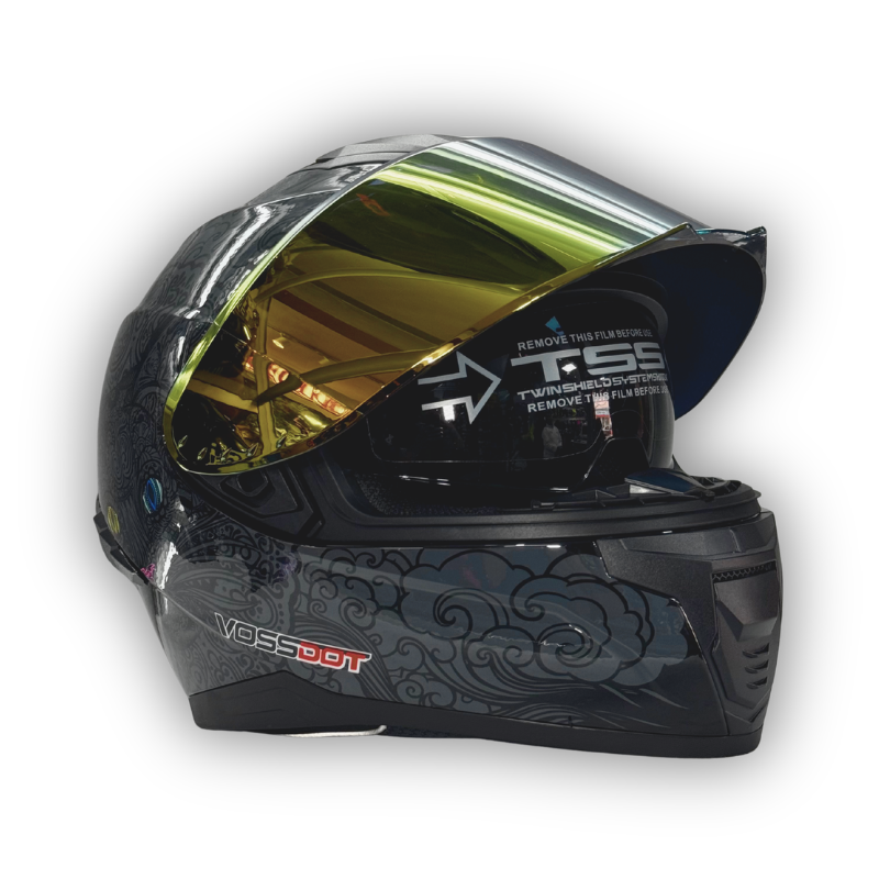 Casco VOSSDOT Diseño Cat Gris Oscuro Brillante