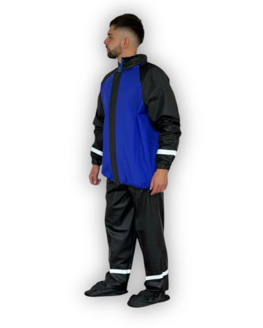 Impermeable Siliconado Resortado Azul