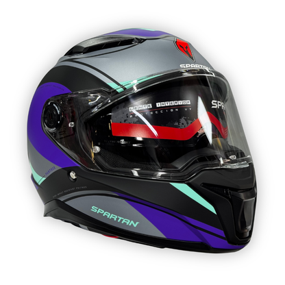 Casco SPARTAN PANTHER SV Mate Morado-Gris