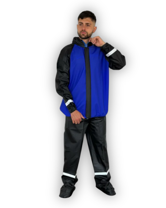 Impermeable Siliconado Resortado Azul