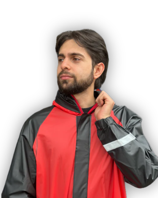 Impermeable Siliconado Resortado Rojo Unisex