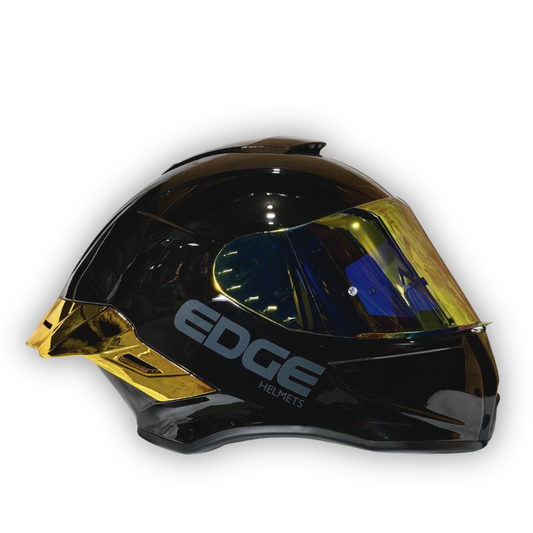 Casco EDGE Shanghai Negro Brillante Alerón Dorado