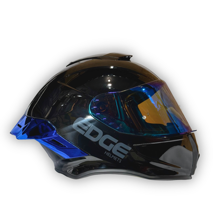 Casco EDGE Shanghai Negro Brillante Alerón azul