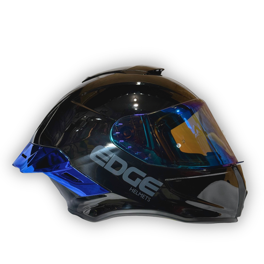 Casco EDGE Shanghai Negro Brillante Alerón azul