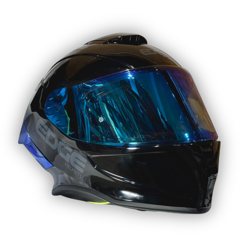 Casco EDGE Shanghai Negro Brillante Alerón azul