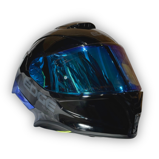 Casco EDGE Shanghai Negro Brillante Alerón azul