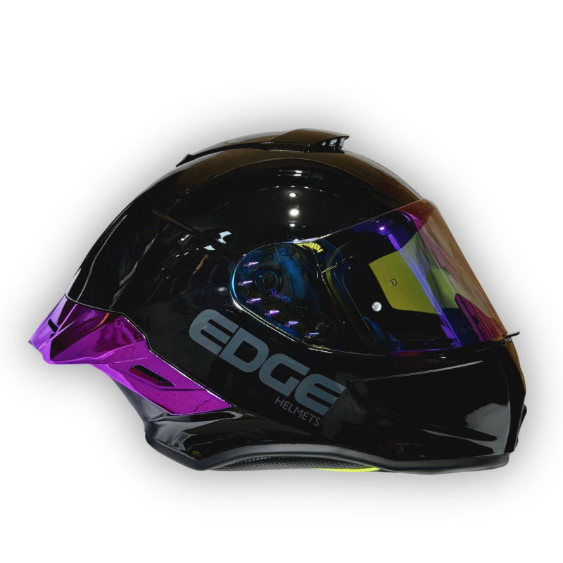 Casco EDGE Shanghai Negro Brillante Alerón Morado