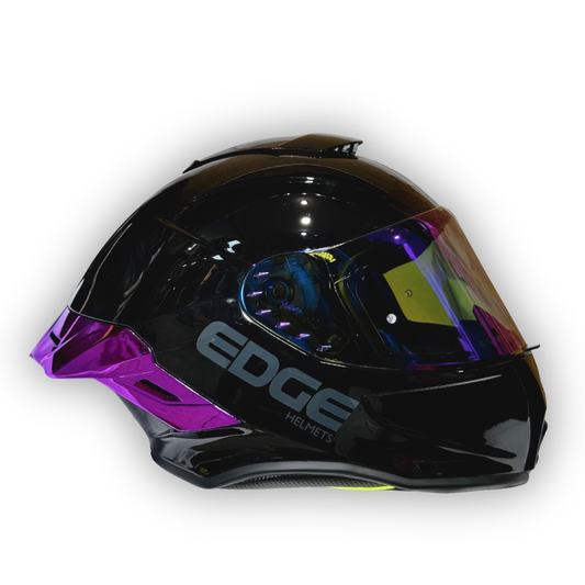 Casco EDGE Shanghai Negro Brillante Alerón Morado