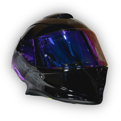 Casco EDGE Shanghai Negro Brillante Alerón Morado