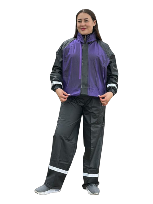 Impermeable Siliconado Resortado Morado