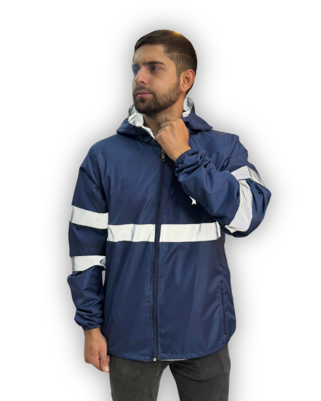 Chaqueta Reflectiva Doble Faz Gris-Azul