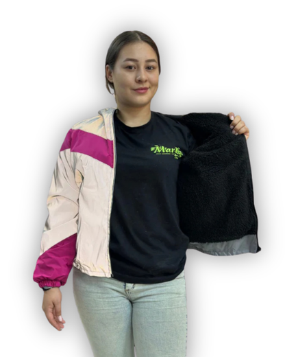 Chaqueta Reflectiva Perchada Fucsia Dama