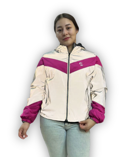 Chaqueta Reflectiva Perchada Fucsia Dama