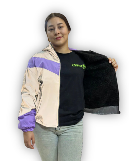 Chaqueta Reflectiva Perchada Lila Dama