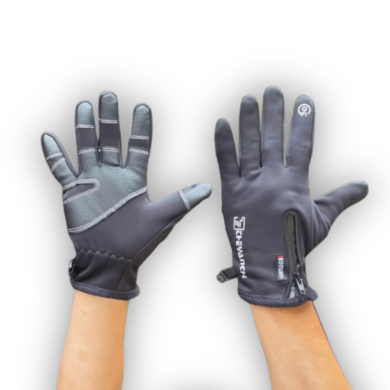 Guantes de Moto Impermeables Táctiles Negros