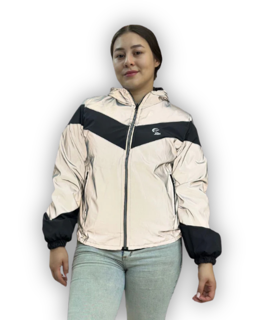 Chaqueta Reflectiva Perchada Negra Dama