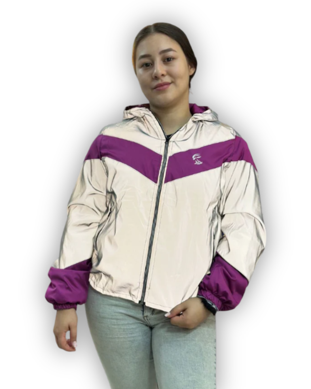 Chaqueta Reflectiva Perchada Morada Dama