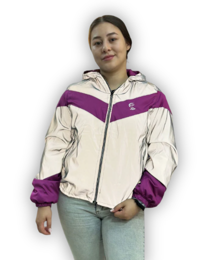 Chaqueta Reflectiva Perchada Morada Dama