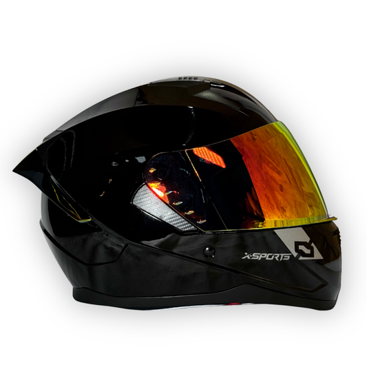 Casco X-SPORTS Integral Negro Brillante Visor Tipo Iridium