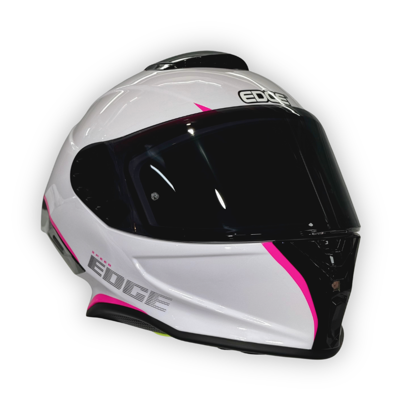 Casco EDGE Shanghai Blanco-Fucsia Brillo