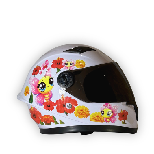 Casco Infantil KRM Mariposa Blanco Brillante