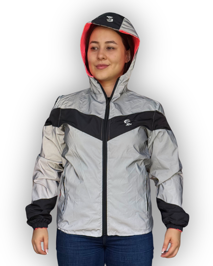 Chaqueta Reflectiva Doble Faz Rosada - Gris