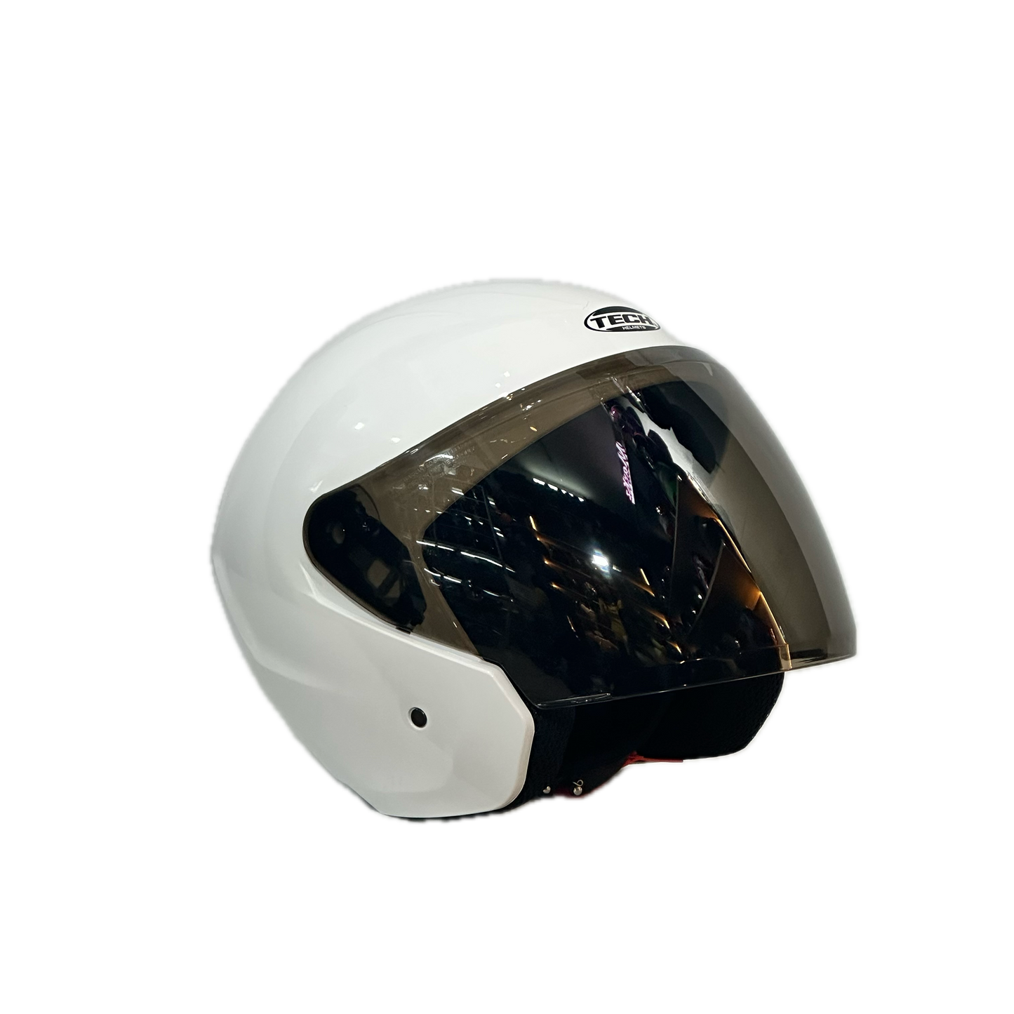 Casco Abierto TECH T-10 Blanco Brillo Certificado DOT