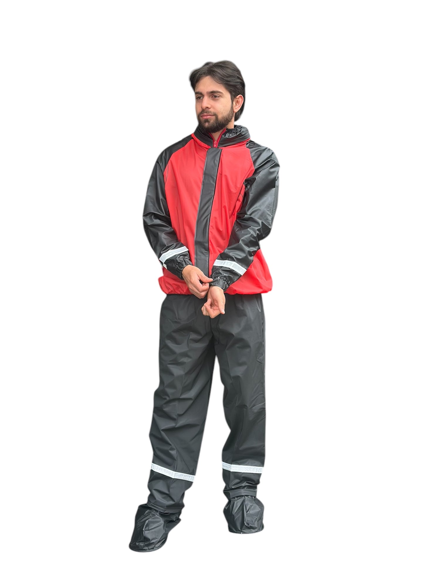 CONJUNTO IMPERMEABLE SILICONADO RESORTADO ROJO