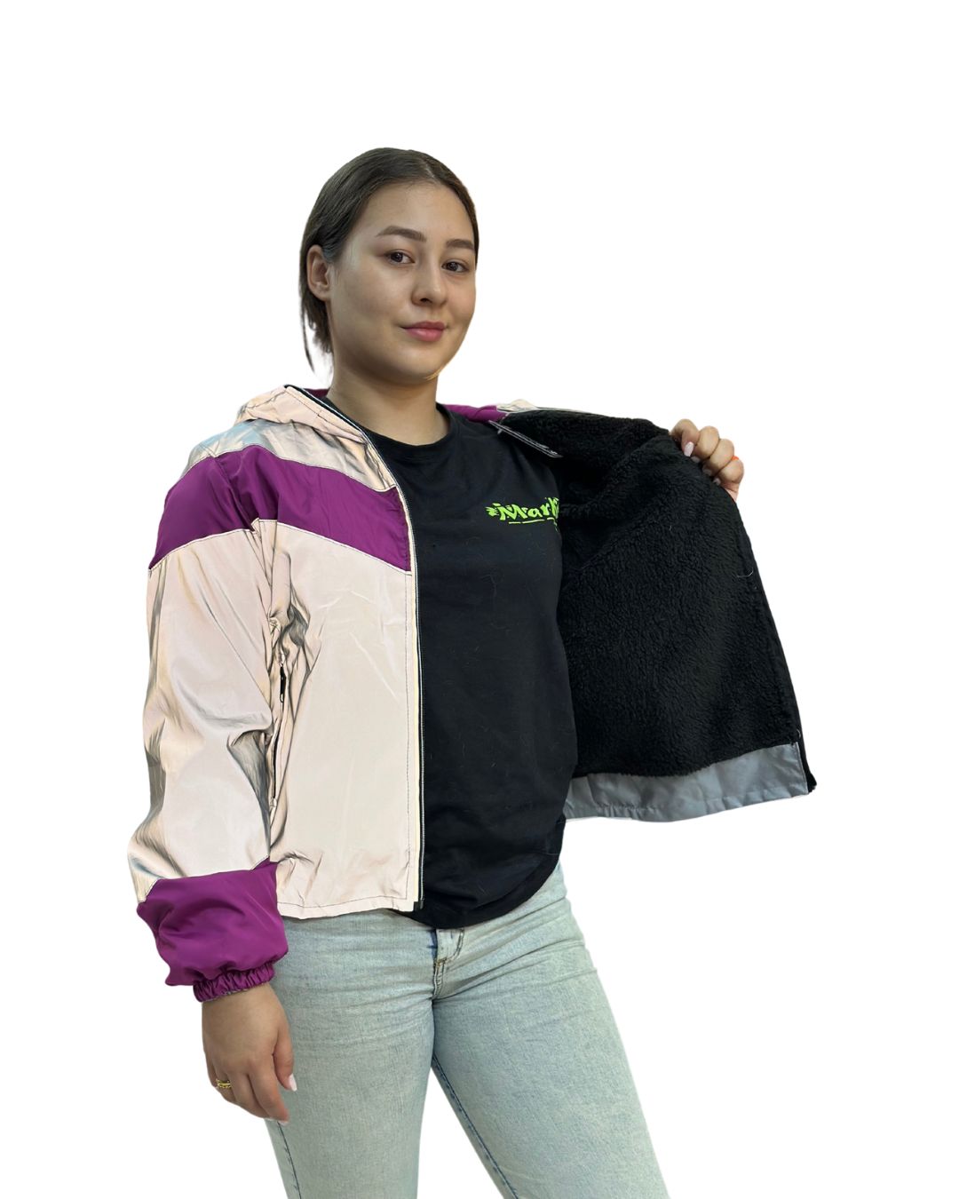 CHAQUETA REFLECTIVA PERCHADA MORADA DAMA